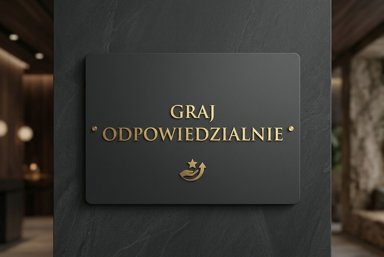 Elegancki znak ostrzegawczy odpowiedzialnej gry z tekstem Graj Odpowiedzialnie na minimalistycznym tle